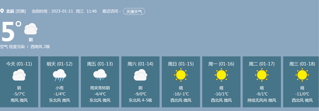 注意！12日至15日北辰区将有雨雪大风降温天气~