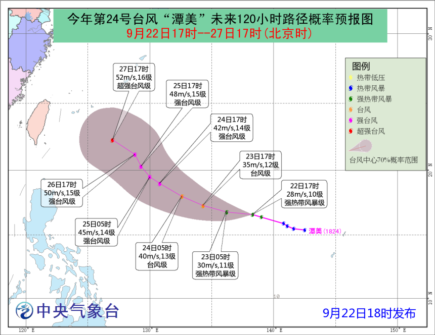 24号台风潭美又是一个大台风？权威预测：将成16级超强台风