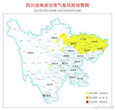 注意️！四川最新地灾黄色预警