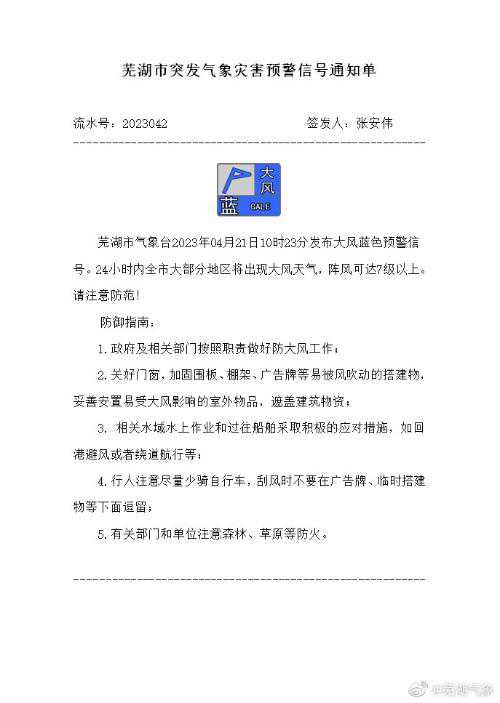 收好防御指南！芜湖发布大风蓝色预警