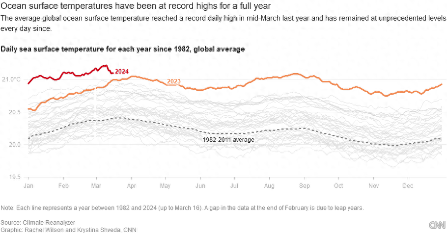去年全球海洋温度几乎每天都创下新纪录