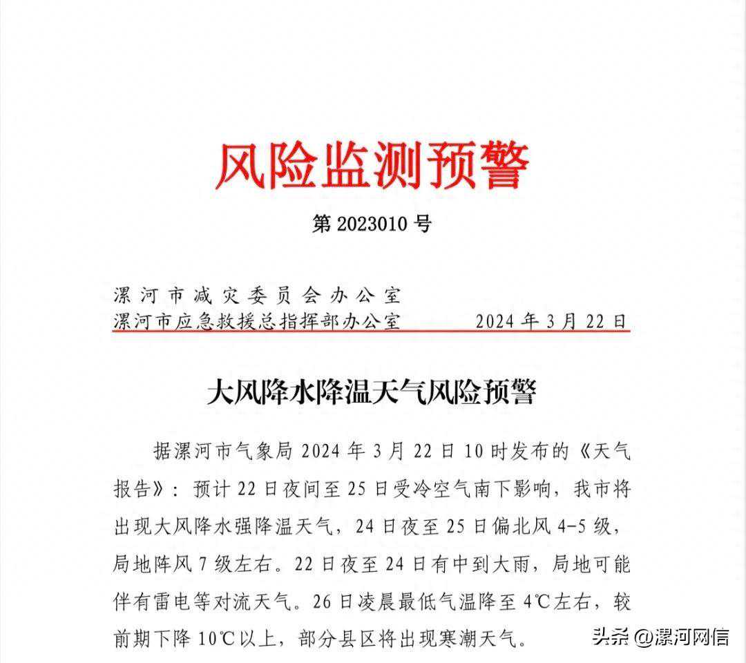 漯河发布最新预警！