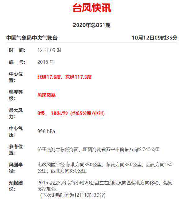 刚刚！第16号台风生成！明晚或登陆海南！最新路径→